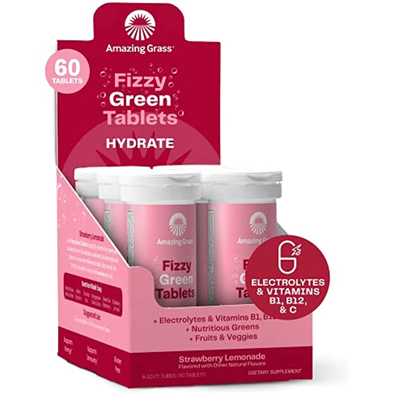 Amazing Grass Electrolyte Tablets, Fizzy Greens Water Flavoring Tablet