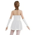 thumbnail image 2 of TTAO Kids Girls Sparkly Roller Figure Ice Skating Dress Mesh Splice Ballet Leotard Dress with Gloves White 6, 2 of 5