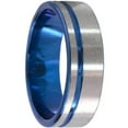 thumbnail image 3 of 8mm Flat Titanium Ring with One Off-Centered Groove Anodized in Blue, 3 of 4