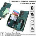 thumbnail image 3 of Dteck for Samsung Galaxy S24 Ultra Wallet Case Crossbody for Women Men, Samsung S24 Ultra 5G Zipper Phone Case with Card Holder Wrist Strap Purse Gift for Samsung Galaxy S24 Ultra 5G,Green, 3 of 9