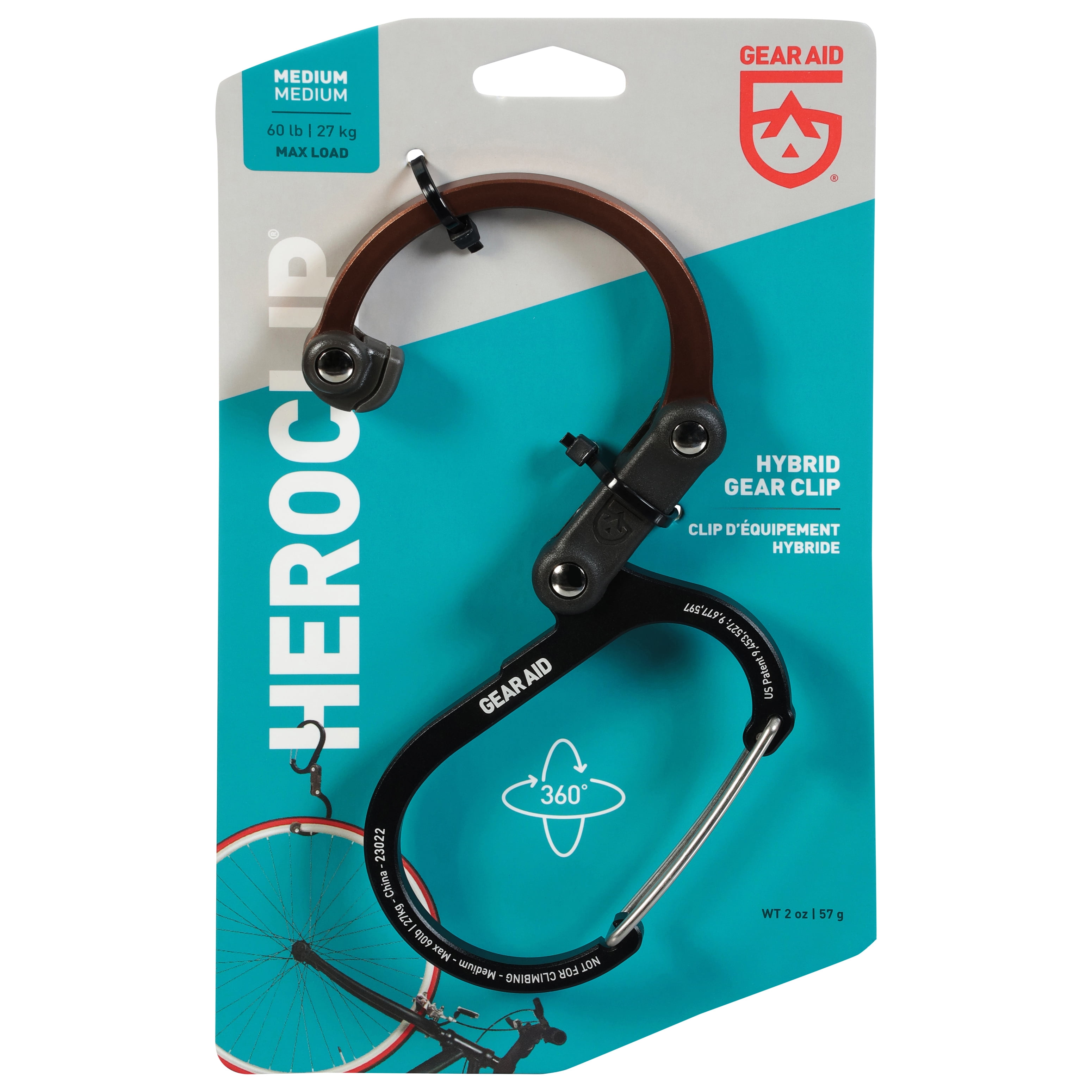 Gear Aid Heroclip Medium Hybrid Camping Gear Clip - Black/Brown