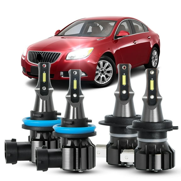 RXTSQI For 2011-2013 Buick Regal LED Headlight Bulbs H7 High Beam H11 Low Beam 4pcs