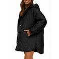 thumbnail image 2 of Women Long Diamond Quilted Hooded Jacket,Fashion Winter Coat Oversized Baggy, Warm Long Sleeve Jackets Black S, 2 of 7