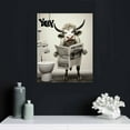 thumbnail image 4 of Nawypu  Funny Highland Cow Bathroom Wall Art, Vintage Black and White Rustic Style Cute Cow Canvas Art Poster, Black Framed Funny Animal Prints for Restroom Decoration, Farmhouse Wall Decor, 4 of 4