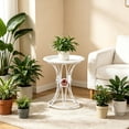 thumbnail image 4 of 2 Tier Elevated Bronze Vintage Metal Plants Stand, Decorative Flower Pot Holder Rack for Indoor Outdoor Living Room Balcony Patio Garden Corner, Heavy Duty Iron Planter Shelf for Multi Plants Display, 4 of 6