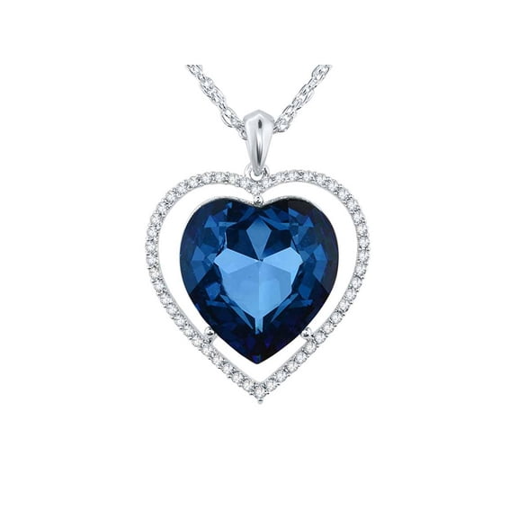 Gem Stone King Collection Ocean Blue Heart Pendant Made with Crystals