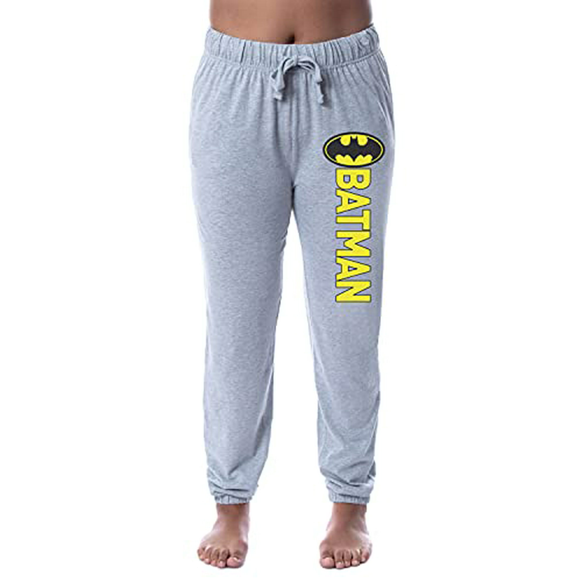 DC Comics Womens Batman Classic Bat Logo Sleep Jogger Pajama Pants Large Grey