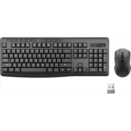 Wireless Keyboard and Mouse Combo 2.4G Full-Sized Ergonomic Computer Keyboard with 5 Level DPI Adjustable Wireless Mouse for Windows