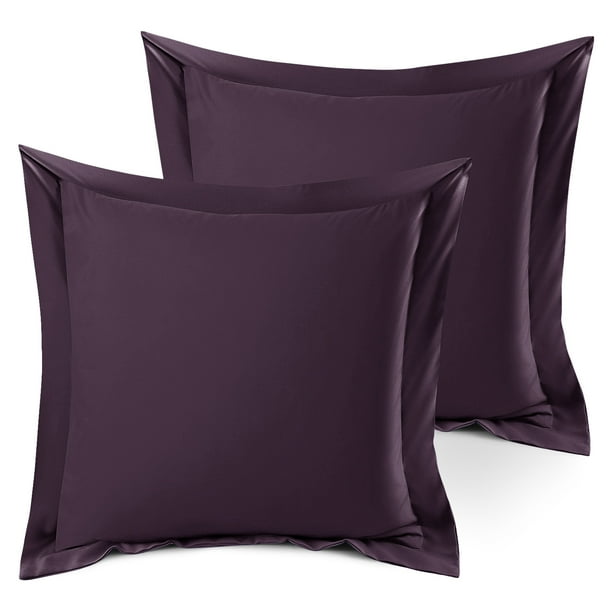 Set of 2 Euro 18"x18" Size Pillow Shams Purple Eggplant ...