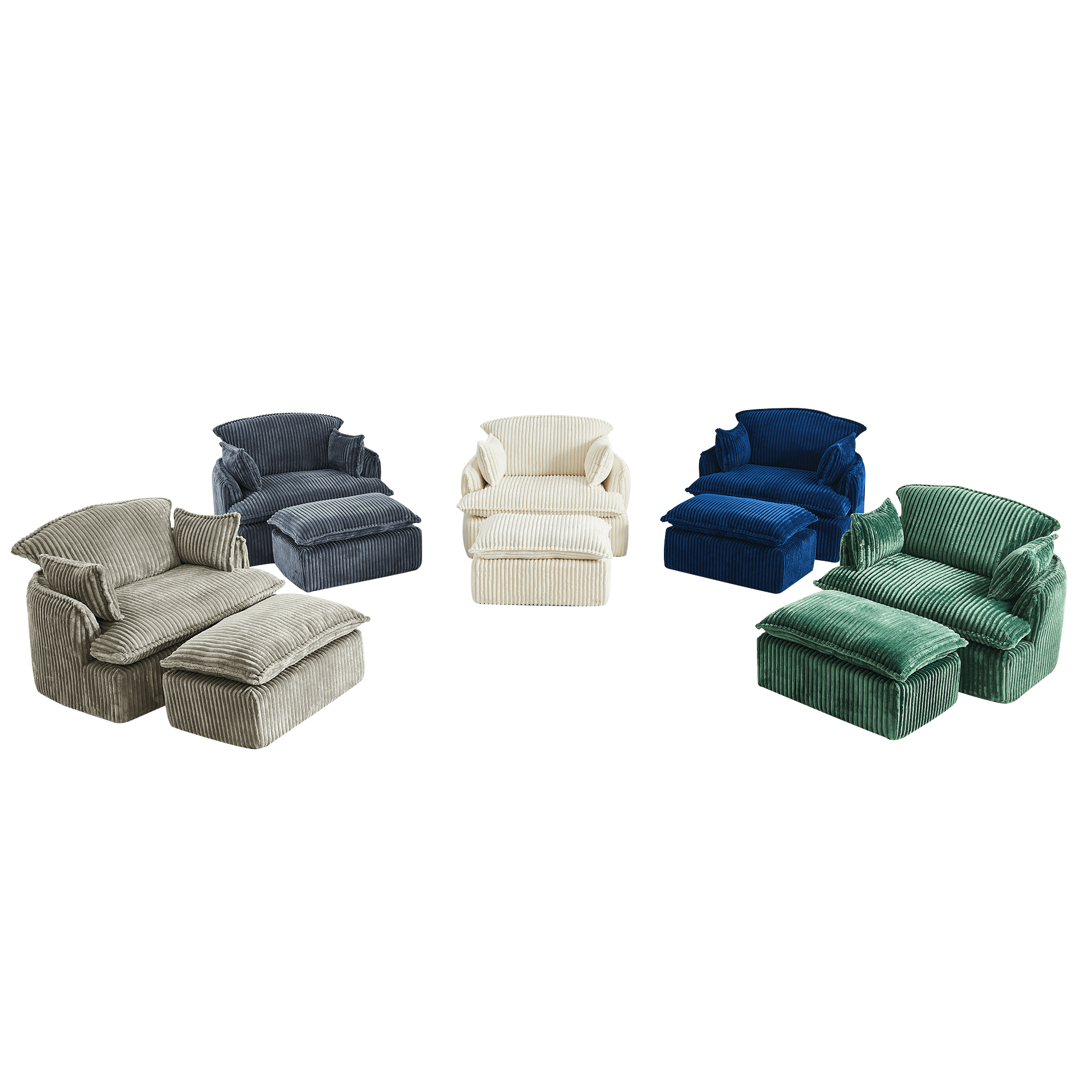 Gewnee Convertible Corduroy Armchair with Ottoman - Modern Compressed for Small Spaces, Living Room