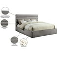thumbnail image 2 of Meridian Furniture Adam Grey Chenille Fabric King Bed, 2 of 9
