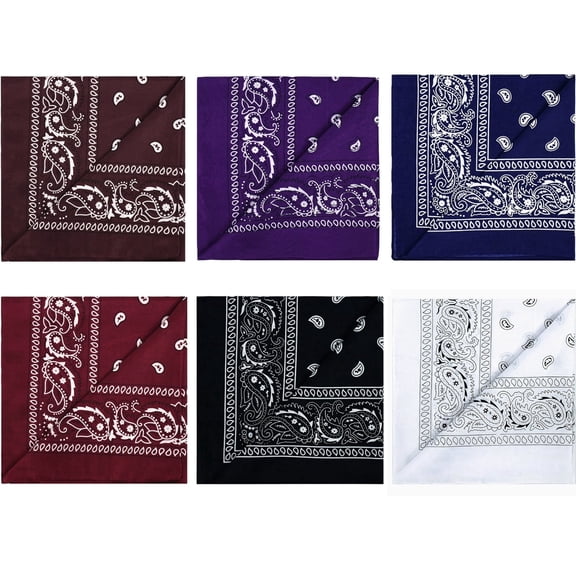 100%‑Cotton Large Bandanas, Unisex Square Scarf Headbands, Washable Durable 21.26×21.26 Inch for Daily‑Use