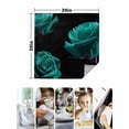 thumbnail image 4 of Teal Blue Rose Cloth Napkins Set of 6 Reusable Dinner Napkins, Vintage Abstract Garden Flower Floral Black Cocktail Napkin Washable Table Napkins for Wedding/Holiday Party/Baby Shower 20"x20", 4 of 7