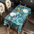 thumbnail image 3 of Blue Paisley and Floral Pattern Rectangle Tablecloth 60"x102",Waterproof Polyester Rectangle Table Cloth, Wipeable Spillproof Polyester Tablecloth for Dining, Camping, Indoor and Outdoor, 3 of 6