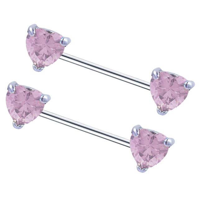 Pendiente de joyería para el cuerpo Yinane de pezón cristal de circonita acero inoxidable Rosa / Púrpura Rosado
