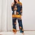 thumbnail image 2 of Fotbe Vintage Blue Leaf Mushroom Pattern Long Sleeve Pajama Set for Women,Sleepwear Set,2-piece Loungewear Set,Soft PJs Comfy Nightwear with Pockets -Medium, 2 of 7