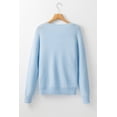 thumbnail image 6 of Women's Light Blue Knitted Sweater with Floral Pattern and Ribbed Edge, (US 20-22)2XL, 6 of 11