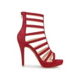 thumbnail image 3 of BLISSFUL STEP Women's Open Toe Platform Stiletto Heel Cage Heeled Sandals Red 9.5, 3 of 7