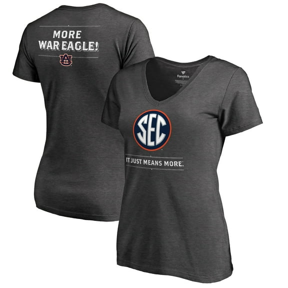 Women's Ash Auburn Tigers SEC Means More Slim Fit V-Neck T-Shirt