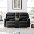 thumbnail image 5 of Sofa PU Leather Recliner Loveseat with Console Slate, Sofa Recliner with Cup Holder, Double Recliner 2-Seater for Living Room Theater Seating Rv Furniture, (Black), 5 of 7