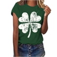 thumbnail image 3 of Plus Size JSKUMAR St Patrick's Day Short Sleeve Shirts for Women Stylish Shamrock Graphic Tee Funny Heart Printed Tops (Green,2XL), 3 of 7