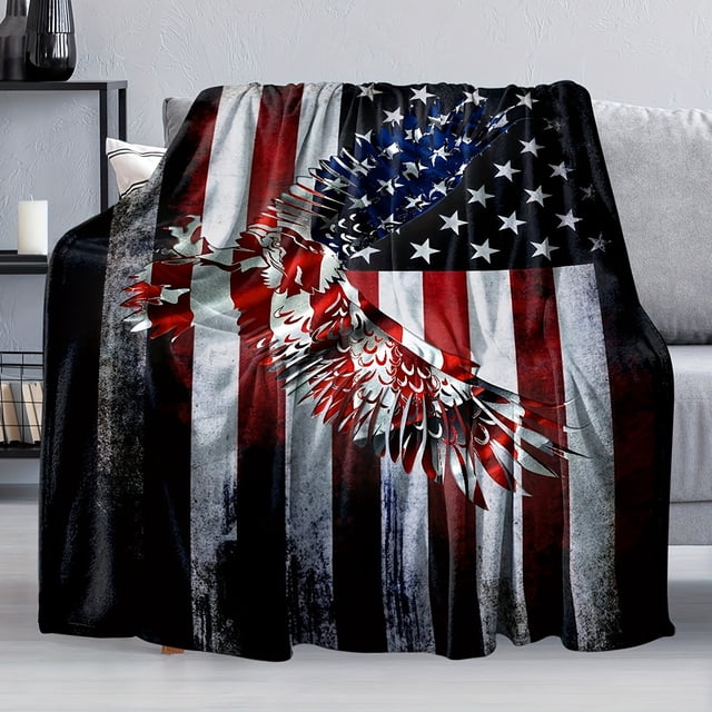 Xihbxyly Manta con La Bandera de Ee. Uu., Manta de Franela Suave, Funda de Sofá Decorativa y Ligera, Acogedora Compañera de Camping, para Uso En Interiores y Exteriores, Regalo Perfecto para Todas La