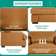 thumbnail image 6 of Naomi Home Siggy Genuine Leather Accent Chair - Luxurious Comfort, Goose Feather Cushion Filling, Square Arm Design, Sturdy Block Legs, Elegant Tan - Ideal for Living Room, Office, or Bedroom, 6 of 11