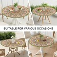 thumbnail image 7 of 44in Round Tablecloth with Elastic Edge, Waterproof Fitted Table Cover for 36-44" Tables, Floral Theme Polyester Reusable Table Cloths Wipe Clean for Picnic, Dining, Outdoor Use and Party Decor, 7 of 7