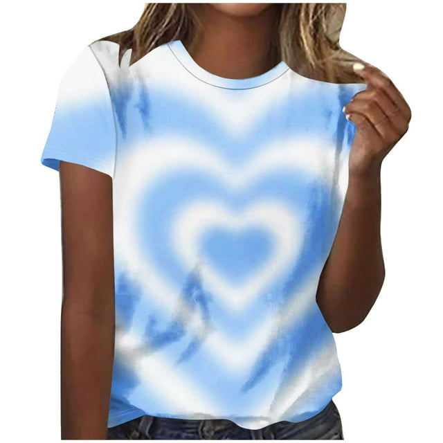 T-Shirts pour Femmes, Haut Décontracté à Manches Courtes Imprimé Col Rond, T-Shirt pour Femmes