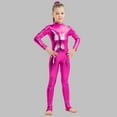 thumbnail image 5 of ZQUUVOU Kids Shiny Metallic Bodysuit Stretch Long Sleeve Unitard Sleek Performance One Piece for Dance Gymnastics Hot Pink, 5 of 6