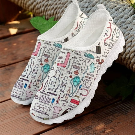 

Summer Flat Casual Shoes For Women 2024 Mesh Flats Cute Nursing Pattern Women s Sneakers Nurse Beach Woman Loafers Ladies Shoes