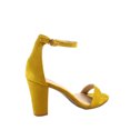 thumbnail image 2 of Rise-7 Women's Open Toe Ankle Strap Buckle Chunky High Heels Sandals Shoes ( Mustard, 6 ), 2 of 2