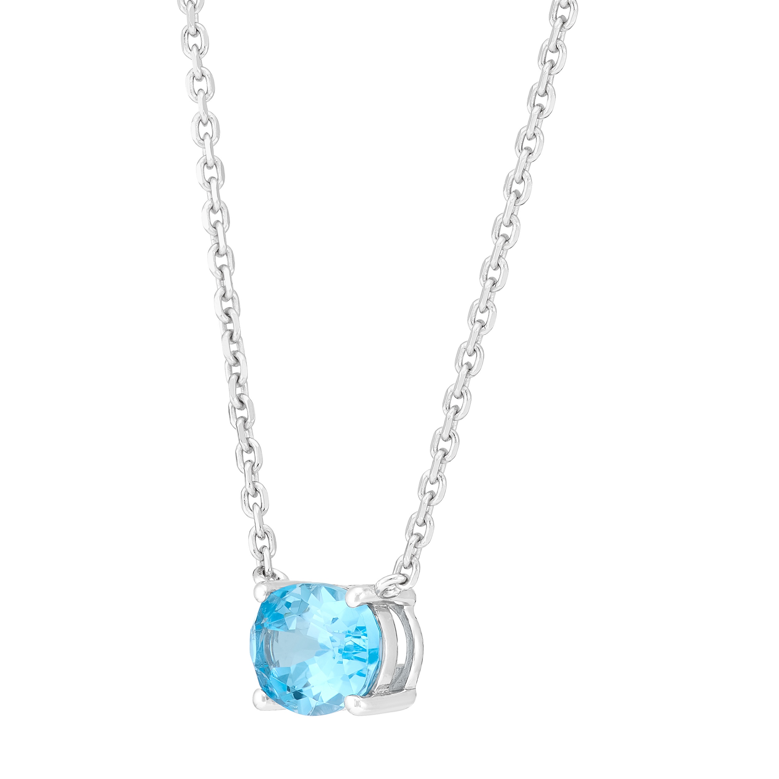 Brilliance Fine Jewelry Oval Blue Topaz Necklace in Sterling Silver