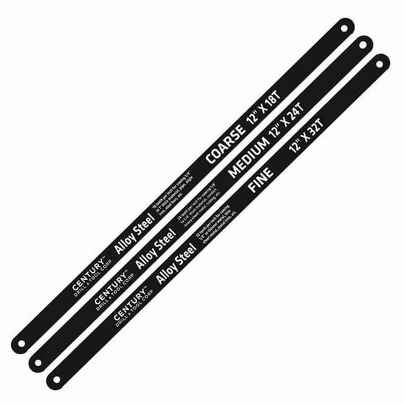 Century Drill & Tool 4336 High Carbon Alloy Steel Hacksaw Blade Set, 3 Piece