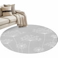 thumbnail image 6 of Grey Dandelion Round Rug 3ft Washable Circle Entryway Rugs Non Slip Spring Modern Minimalist Country Flower Area Rug Indoor Floor Carpet for Bedroom Kitchen Living Room Home Office Dining Room, 6 of 8