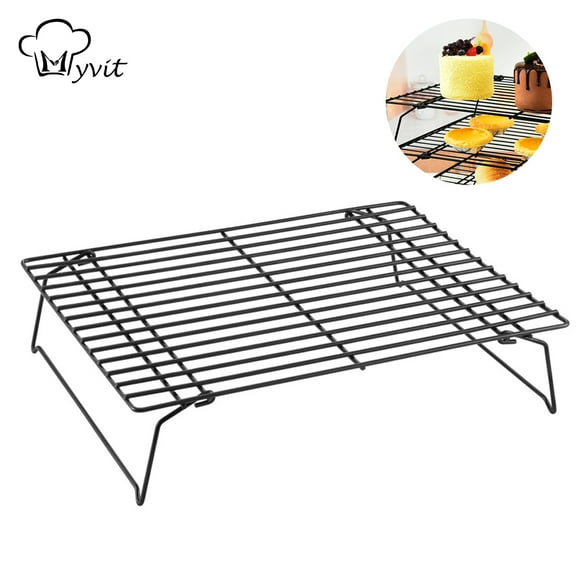 Stackable Cooling Racks for Cooking and Baking with Folding Legs, Wire Grid Steel, Kitchen Counter and Oven Safe,16"x10"in Rectangle