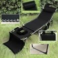 thumbnail image 4 of VEIKOUS  Patio Chaise Lounge Chairs for Outdoor Tanning Chair with Face Hole, Pillow and Pocket Black, 4 of 5