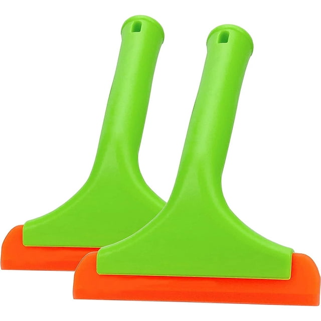 2PCS Window Squeegee with Handle, Flexible Rubber Squeegee, Shower