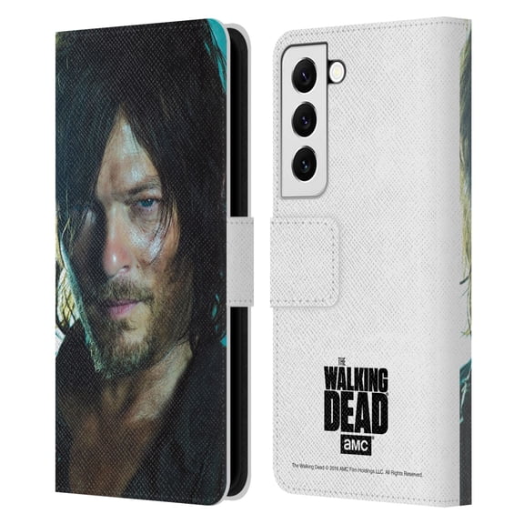 Head Case Designs Officially Licensed AMC The Walking Dead Characters Daryl Leather Book Wallet Case Cover Compatible with Samsung Galaxy S22 5G