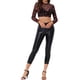 thumbnail image 2 of INSPIRAR CHIC Día de San Valentín Top Corto de Mujer Semi-Translúcido de Manga Larga Cuello Redondo Blusa XS Negra Floral, 2 of 6