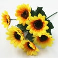 thumbnail image 3 of Baywell Artificial Sunflower Bouquet, 10 Bunches Silk Sunflowers Fake Yellow Flowers for Home Decoration Wedding Decor, Each Faux Sunflower with 7 Sunflowers Heads, 11.8'', 3 of 6