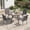 GrayWood Grain Table-Dark Grey Chairs, variant on VOXBIN 9-Piece All-Weather Outdoor Garden Dining Set - 53" Round Table with 8 Stackable Fixed Chairs for Backyard Garden