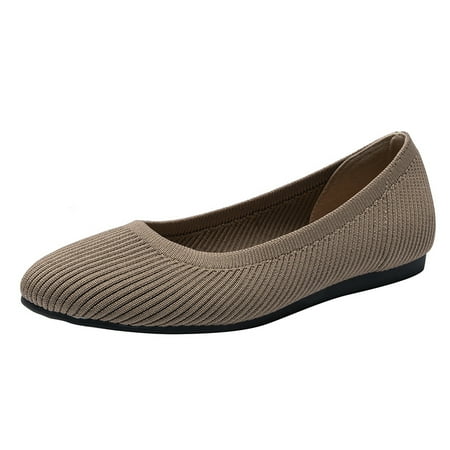 

Women‘s Breathable Knit Flat Shoes Closed Toe Slip-on Comfy Casual Shoes Women‘s Solid Color Cozy Shoes