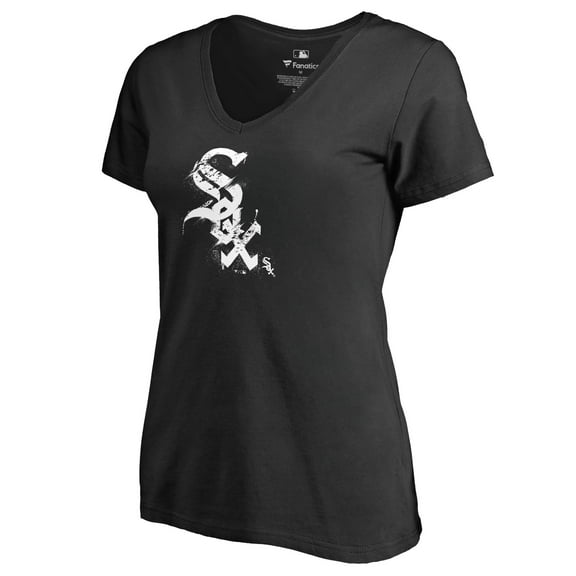 Women's Black Chicago White Sox Splatter Logo V-Neck T-Shirt