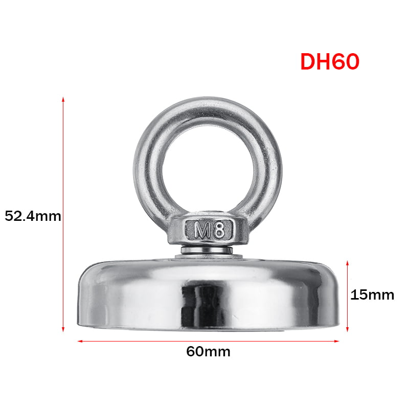 Retrieval Magnet N52 Neodymium Magnets with 20m 64 Foot Mutuactor Strong Double sided Fishing Magnets 265LBS*2 Vertical Pull Force Durable Rope,Powerful Magnets for Fishing and Magnetic Recovery Salvage 