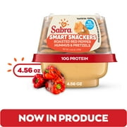 Sabra Snackers Roasted Red Pepper Hummus with Pretzels, Fresh, 4.56 oz Plastic Cup, Dairy-Free, 129g