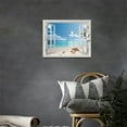 thumbnail image 3 of Beach Wall Art Beach Pictures Wall Decor 3D Window Art Starfish Blue Sea Coastal Painting Canvas Art Palm Tree Wall Decor Ocean Painting Tropical Wall Decor Framed for Bathroom Living Room, 3 of 6