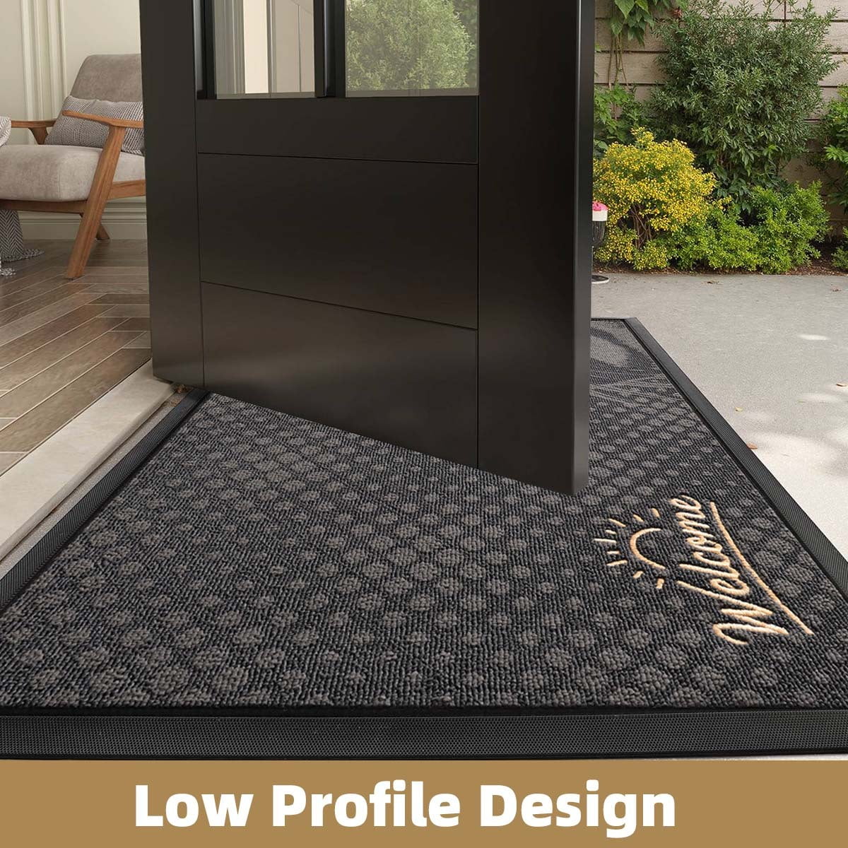 PABUBE Outdoor Doormat,American Shorthair Welcome Mat, Heavy Duty Durable Doormat Outdoor Entrance, Non-Slip Dirt & Mud Trapper Outdoor Mat for Front Doors