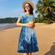 thumbnail image 4 of Disketp Abstract Ocean Waves para Vestido de Manga Corta para Mujeres, Vestidos de Verano para Mujeres, Casual y Holgado para la Playa, 4 of 6