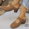 thumbnail image 6 of Dakaela Clogs for Women Closed Toe Chunky Heels Mules Cutout Hollow Slip on Slides Loafer Shoes Arch Support Summer Heeled Sandals Brown 7.5, 6 of 9